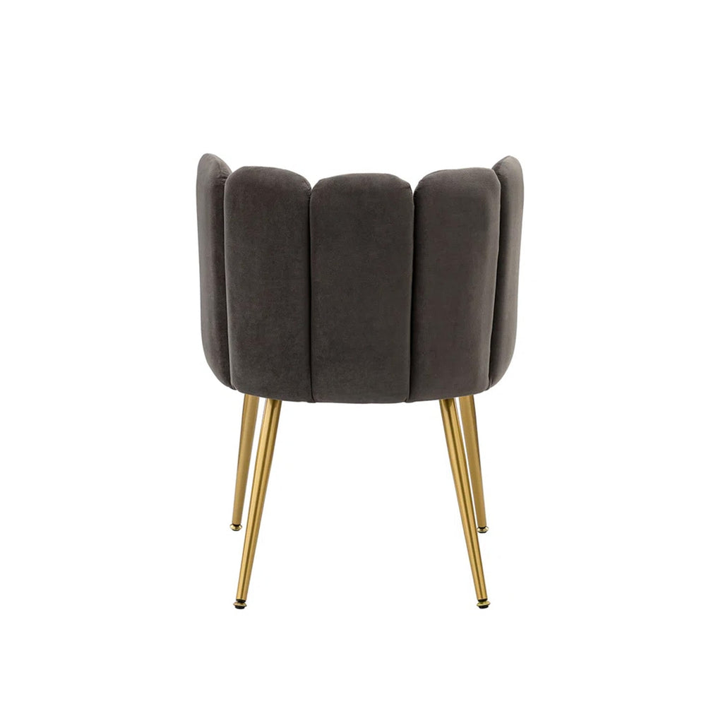 Elegant Velvet Petal Back Chair Grey