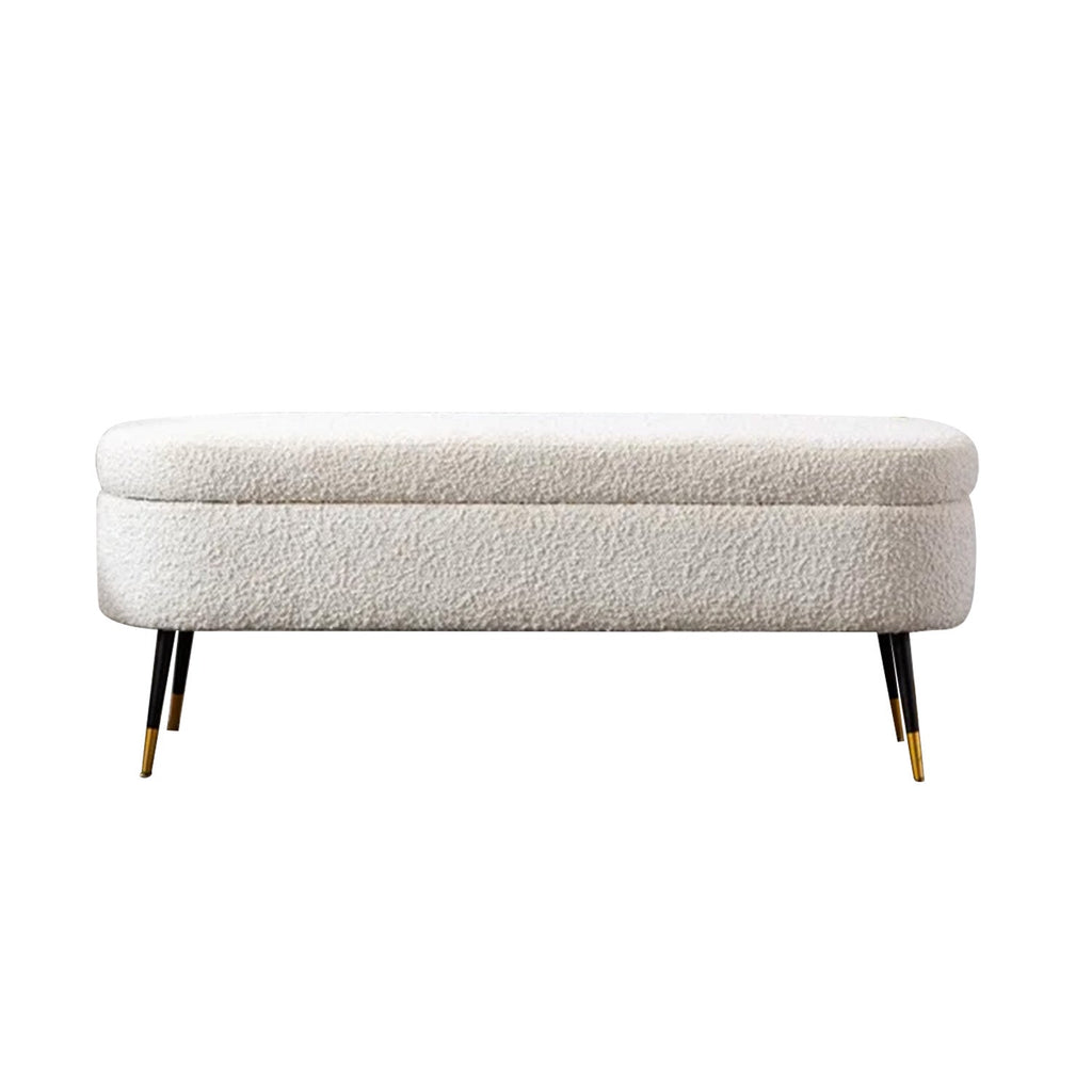 Ivory Escape Ottoman Bench With Storage | Nestroots