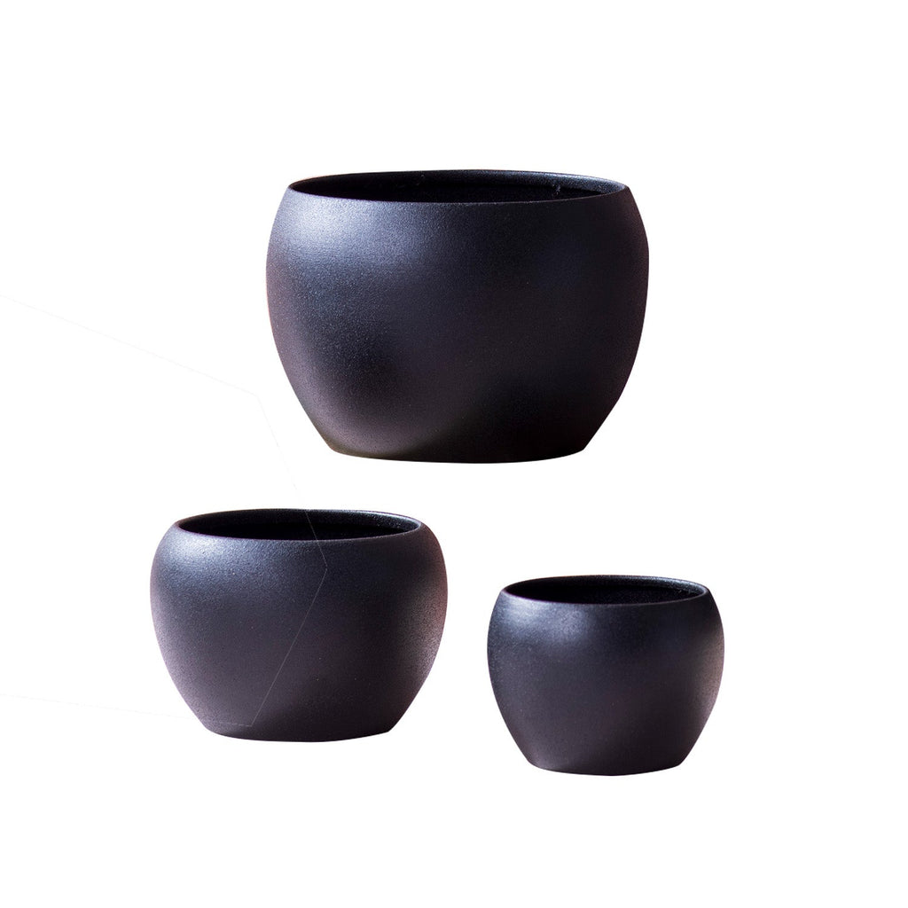 Contemporary Metal Planter Set