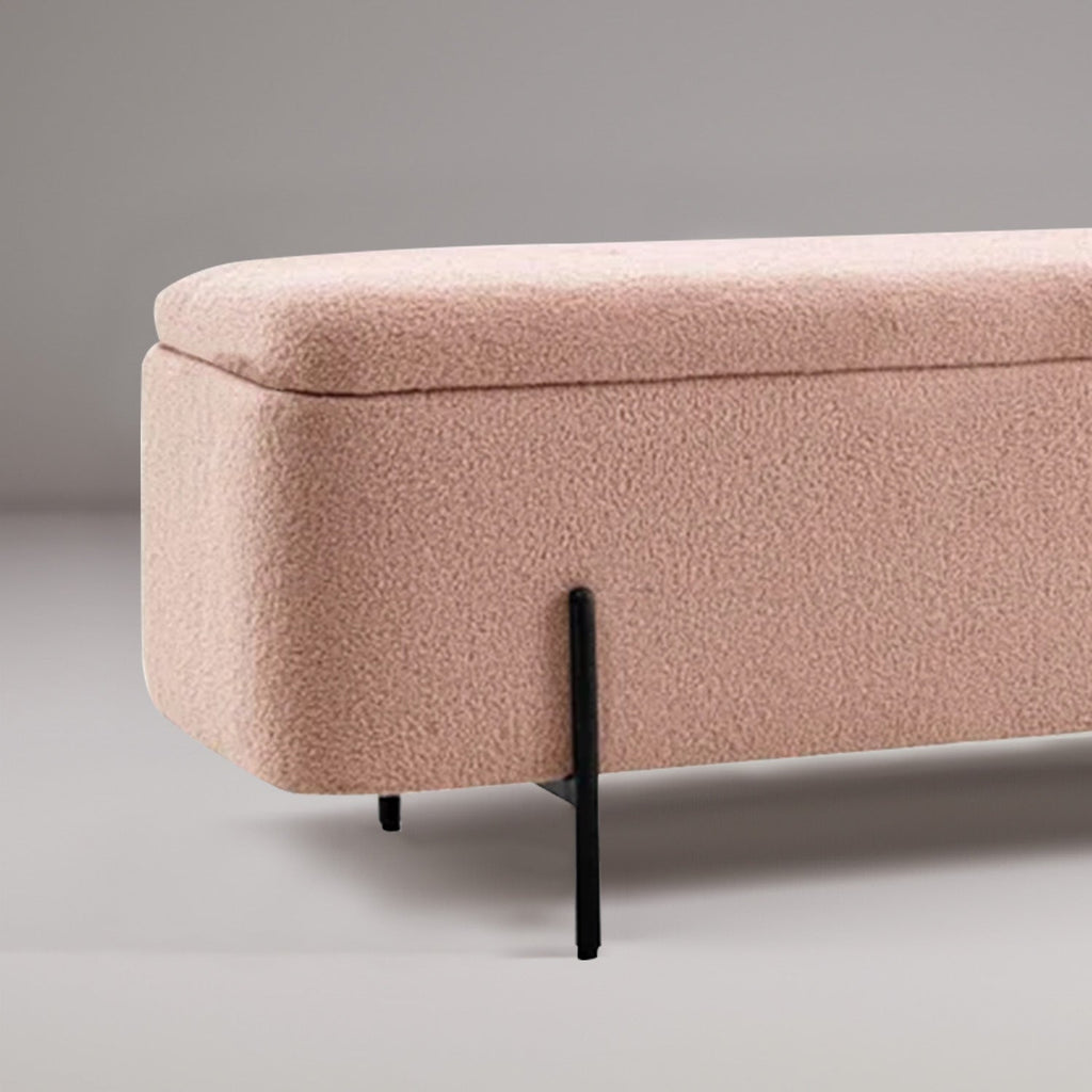 Petal Perch Pink Ottoman Bench With Storage | Nestroots