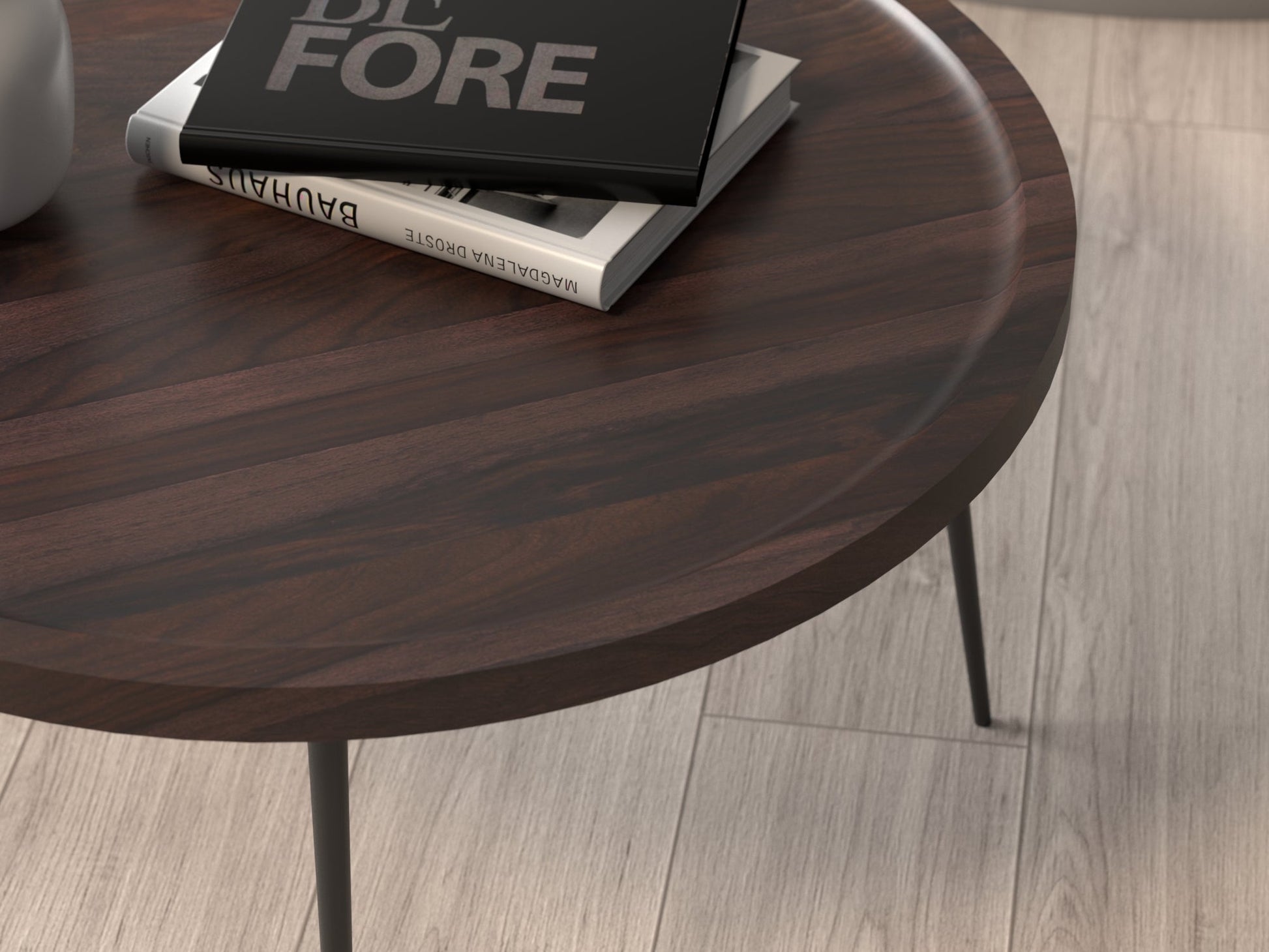 Coffee table, solid sheesham wood and steel