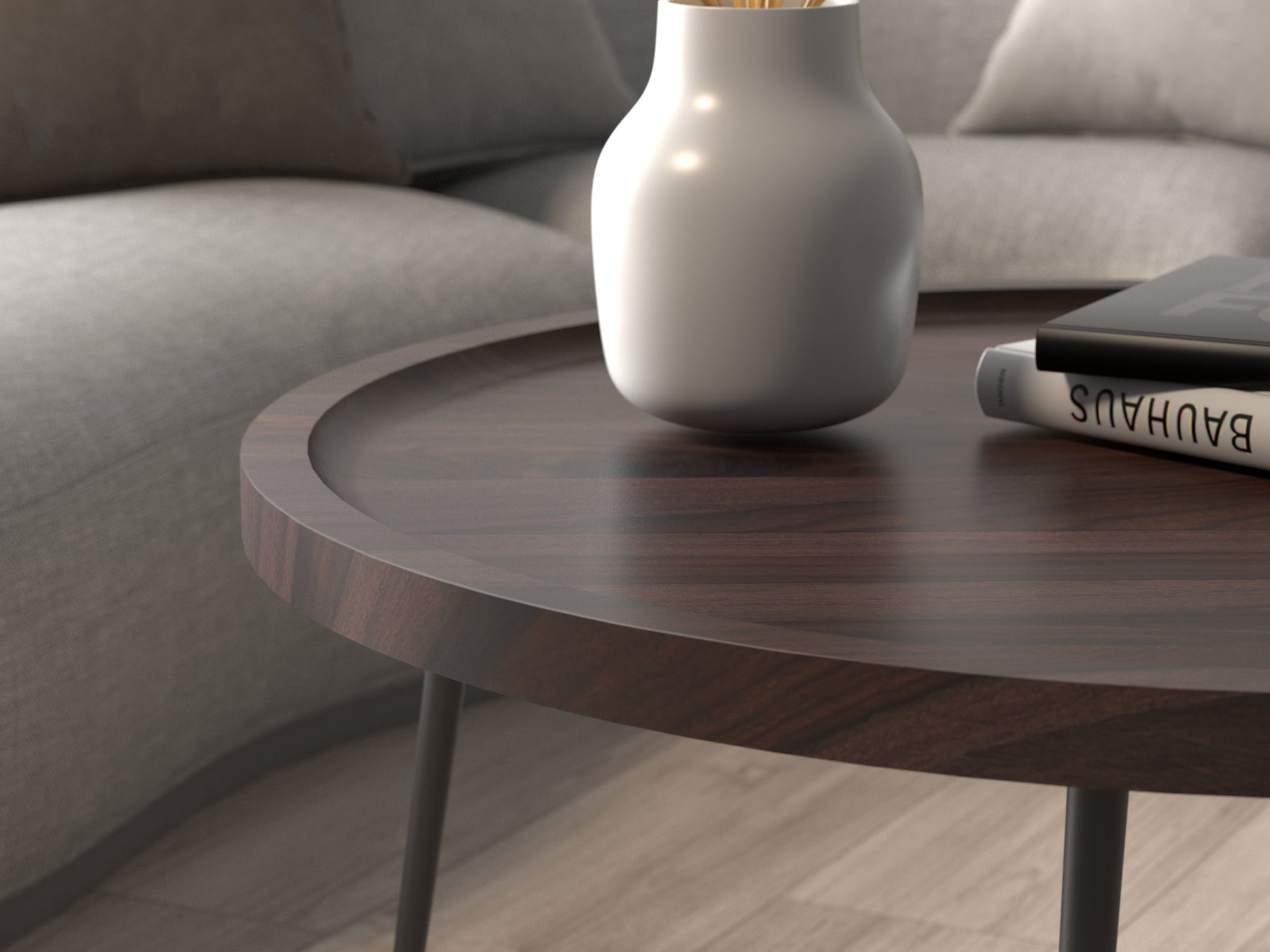 Coffee table, solid sheesham wood and steel