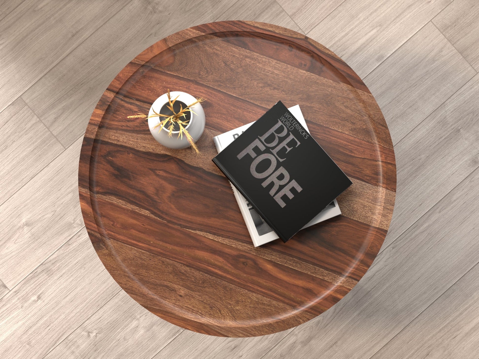 Coffee table, solid sheesham wood and steel