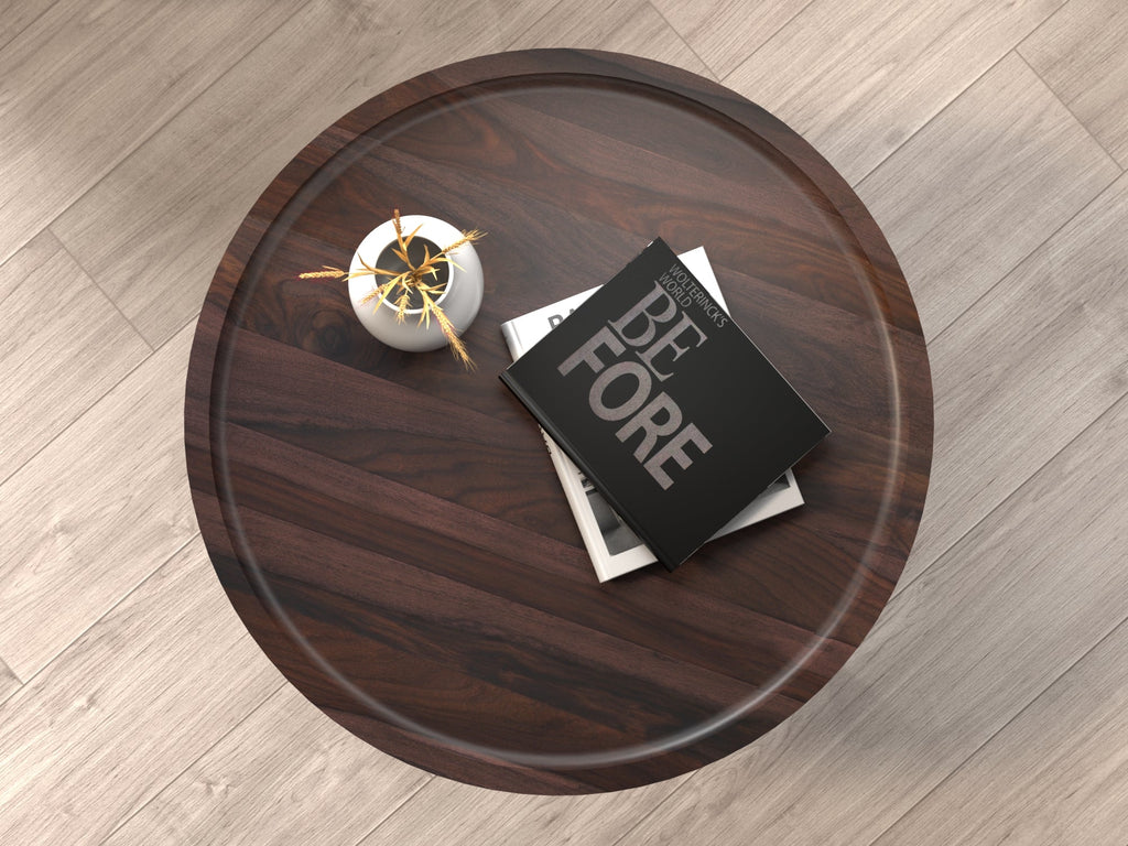 Coffee table, solid sheesham wood and steel