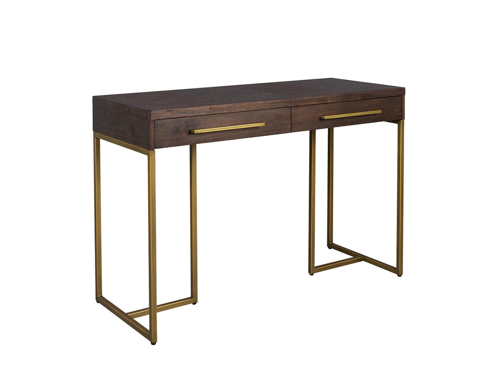 Console table, solid mango wood and steel, 2 drawers