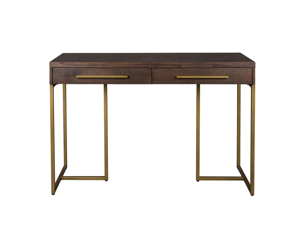 Console table, solid mango wood and steel, 2 drawers