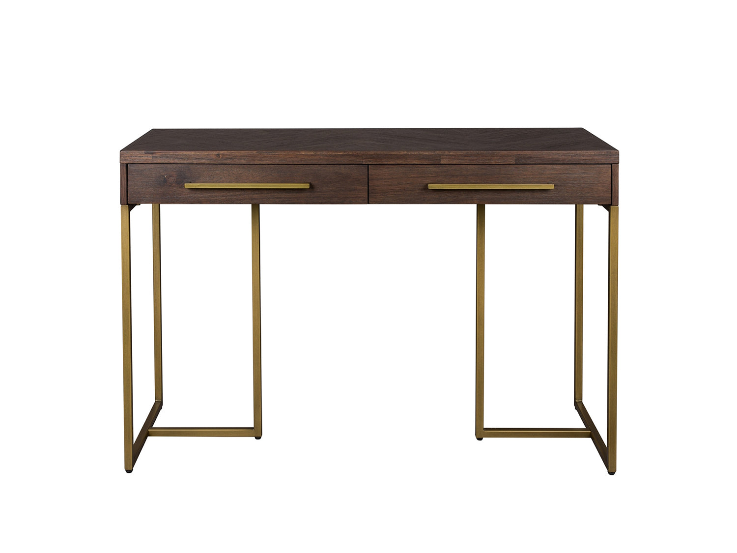 Console table, solid mango wood and steel, 2 drawers
