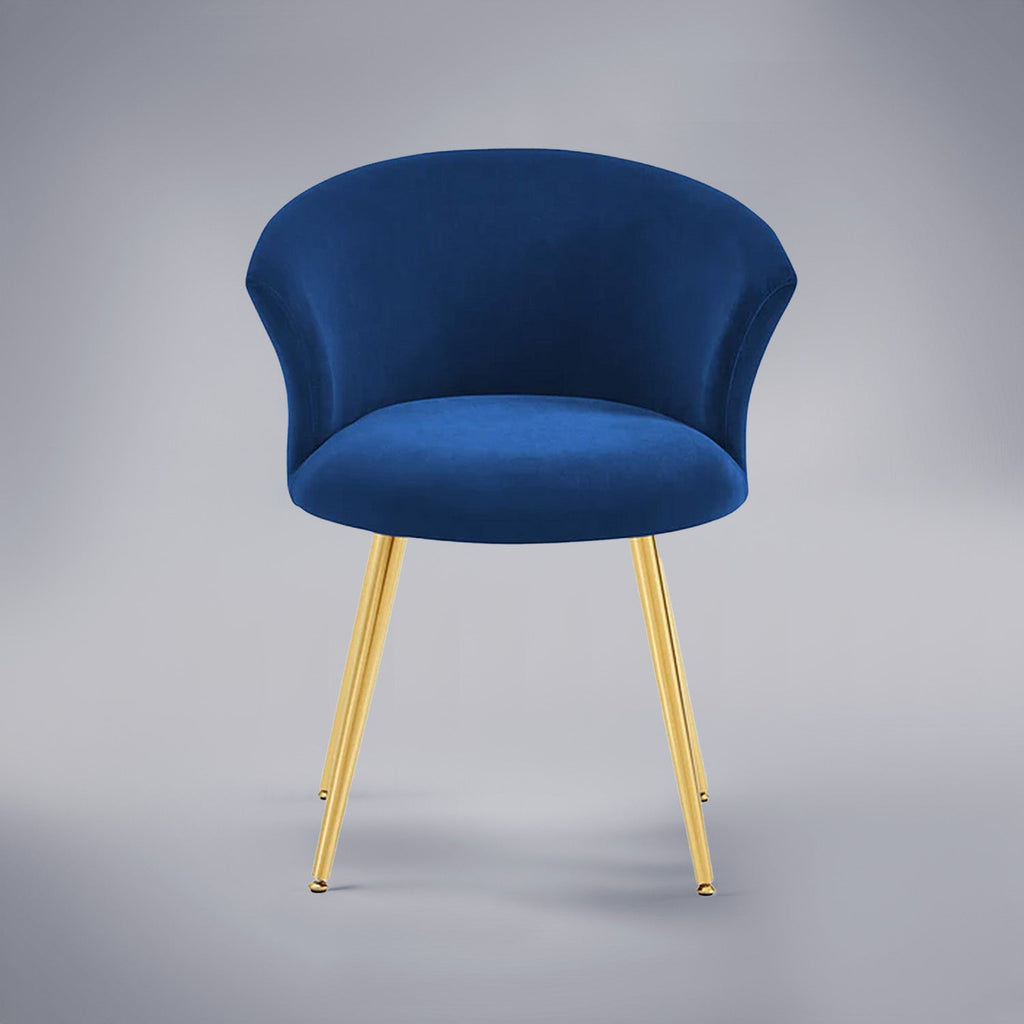 Curvy Back Velvet Chair Blue