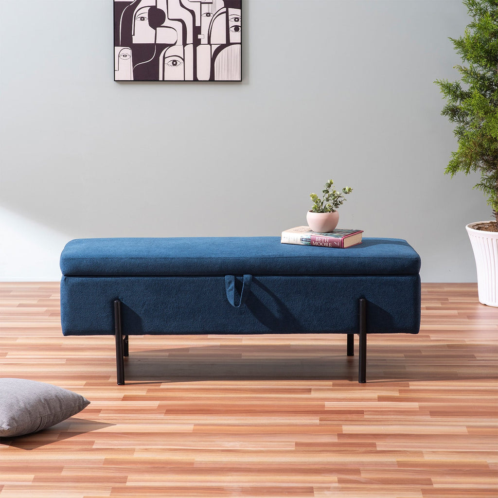 The Azure Escape Blue Ottoman Bench With Storage | Nestroots