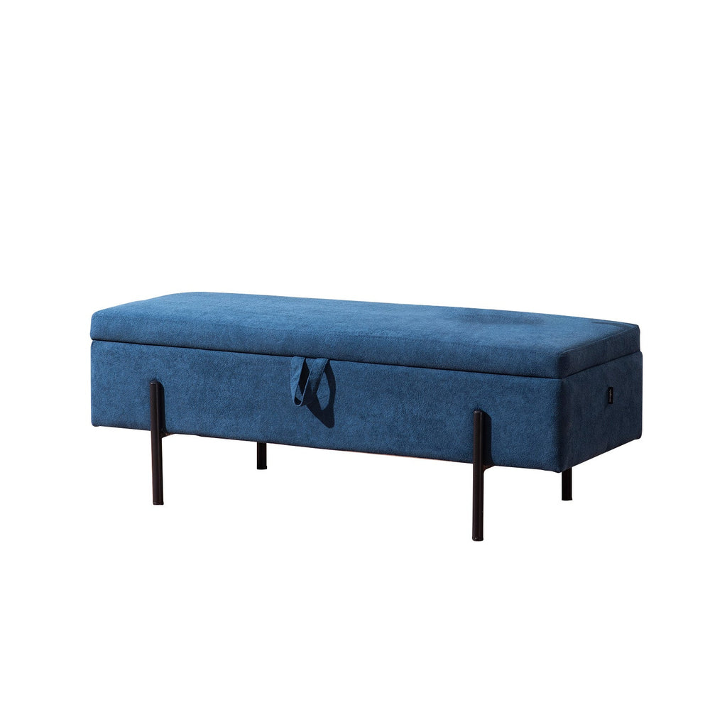 The Azure Escape Blue Ottoman Bench With Storage | Nestroots