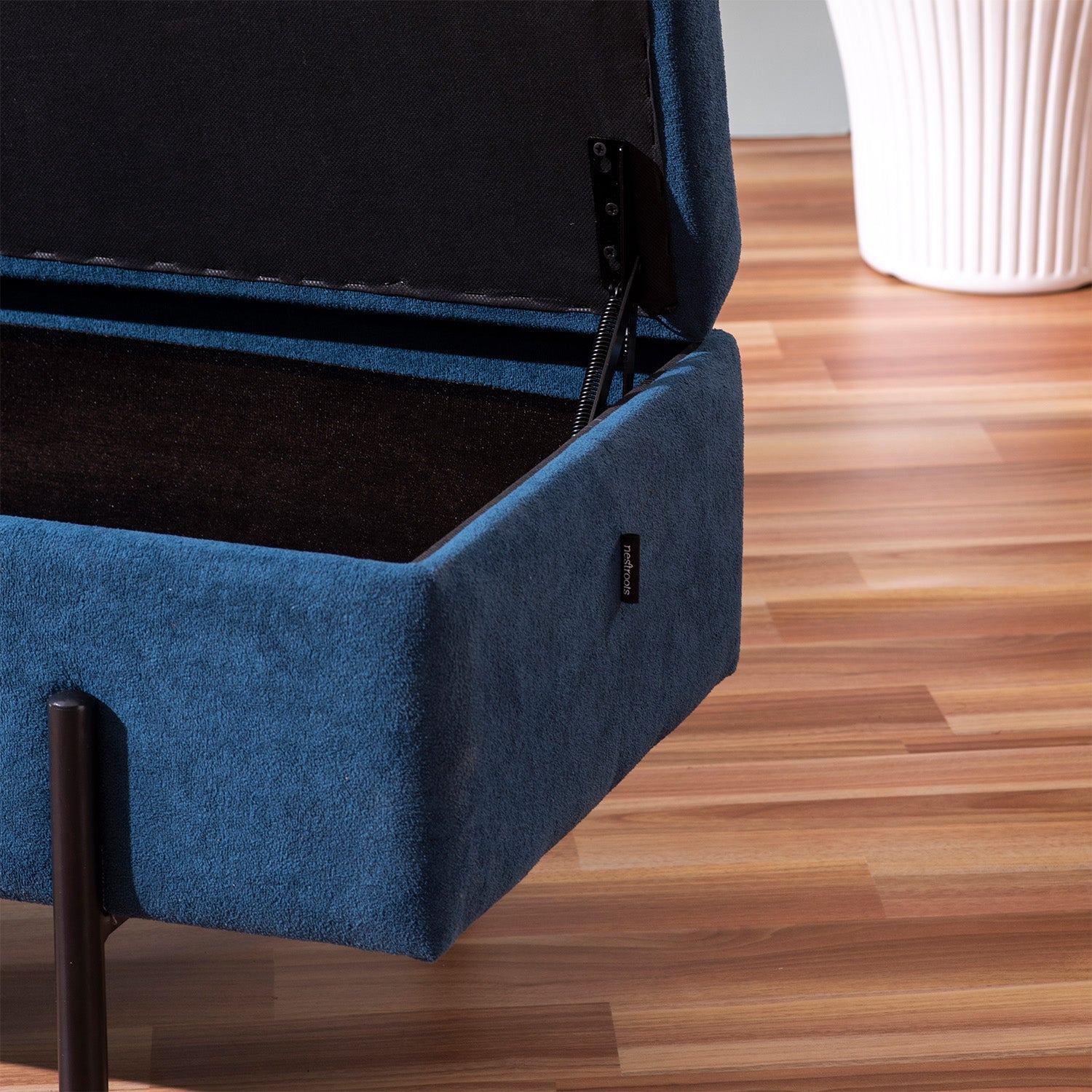 The Azure Escape Blue Ottoman Bench With Storage | Nestroots