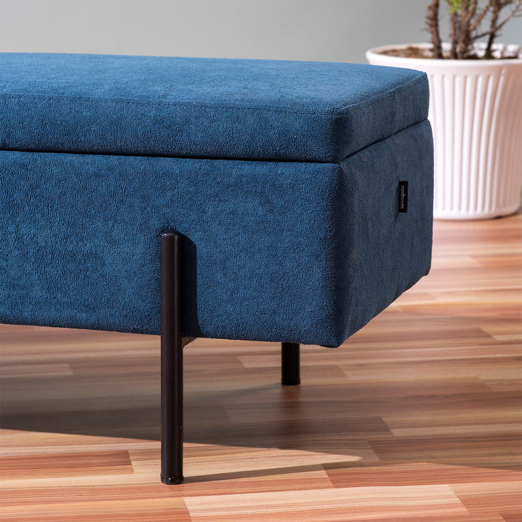 The Azure Escape Blue Ottoman Bench With Storage | Nestroots