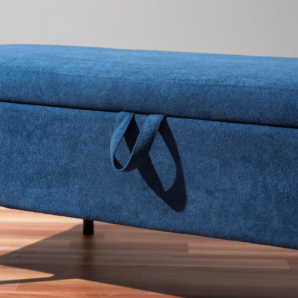 The Azure Escape Blue Ottoman Bench With Storage | Nestroots