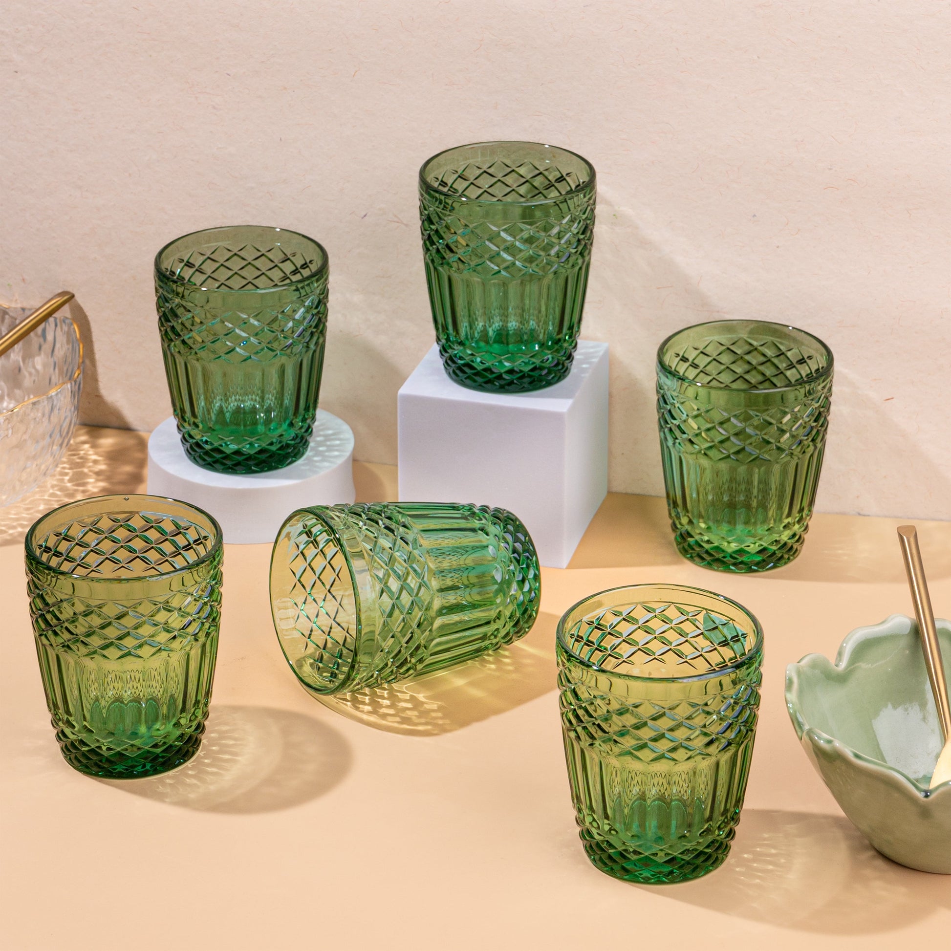 Green Glass Set of 6