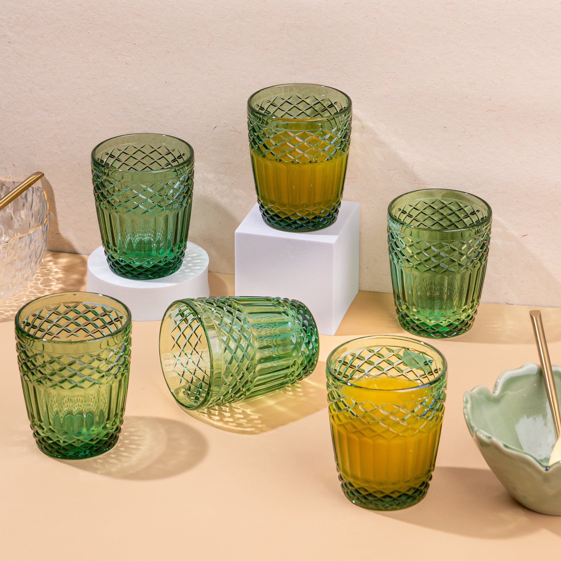 Green Glass Set of 6