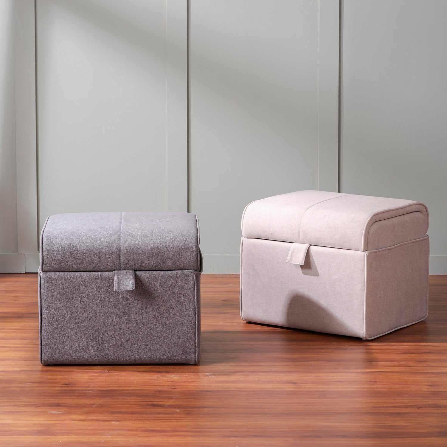 Depot Collection Beige & Grey Storage Ottoman Set Of 2