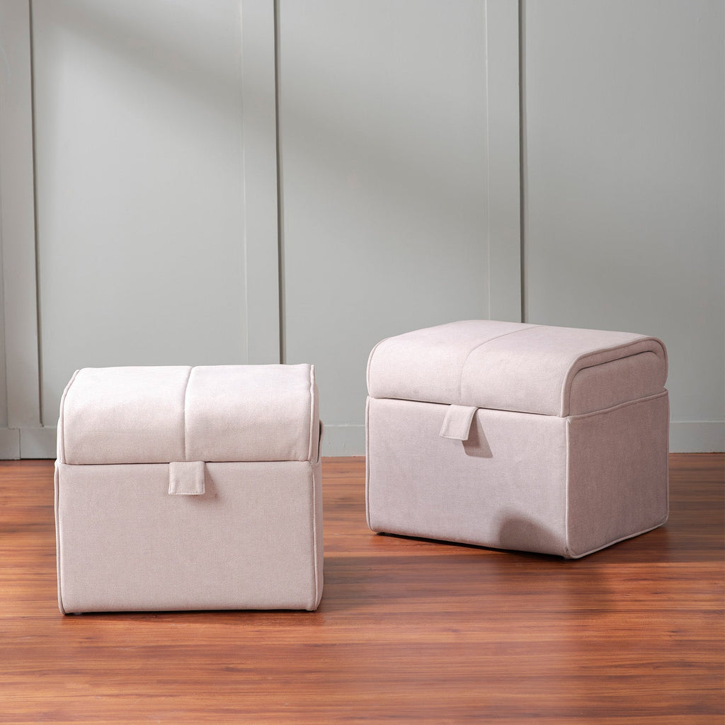 Depot Collection Beige Storage Ottoman Set Of 2