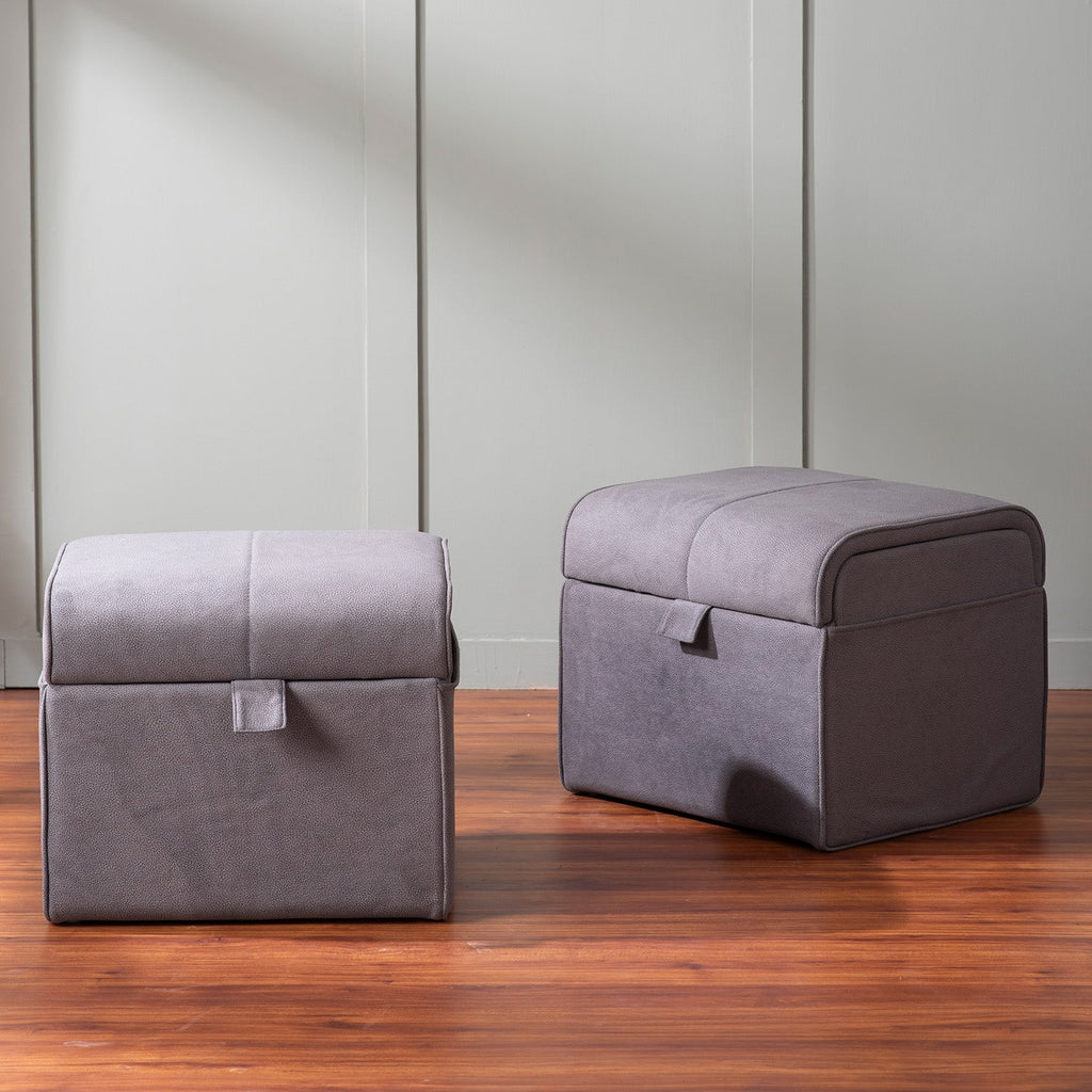 Depot Collection Grey Storage Ottoman Set Of 2