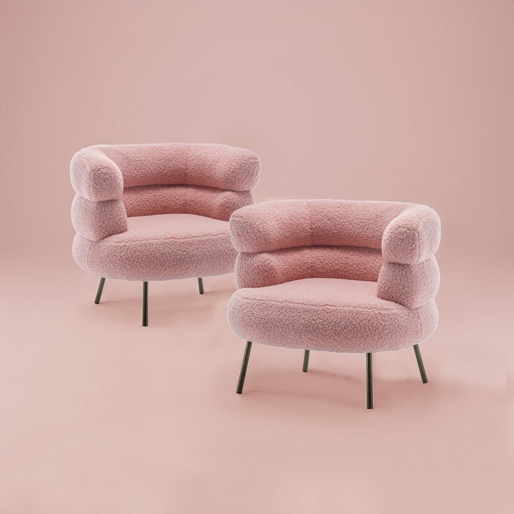Exquisite Boucle Accent Chair Design Pink