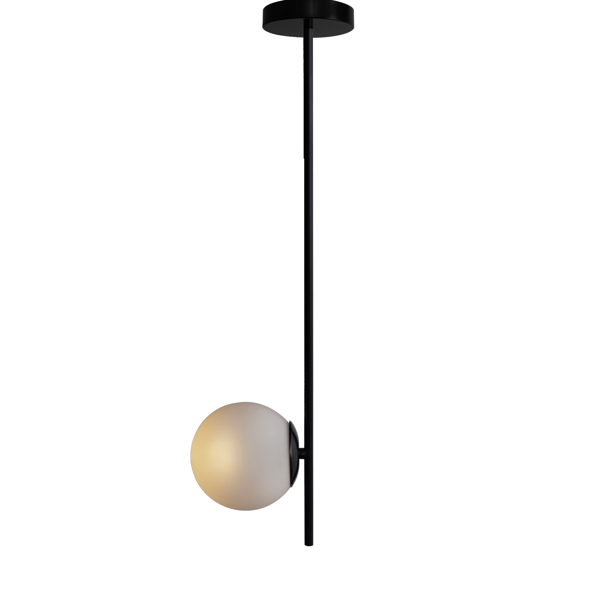 Glass Globe Fixed Ceiling Light Black Arm Pendant Lamp