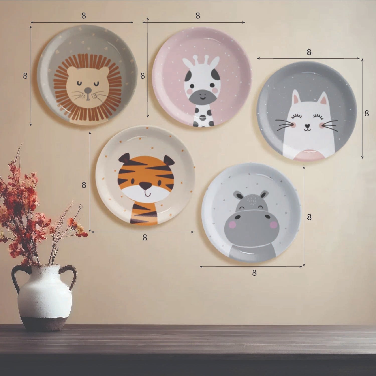 Smiling Safari Smiles Wall Plates Set of 5