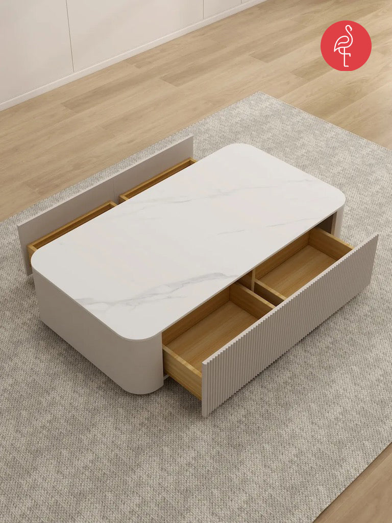 Regal Marble Lourve Drawer Coffee Table