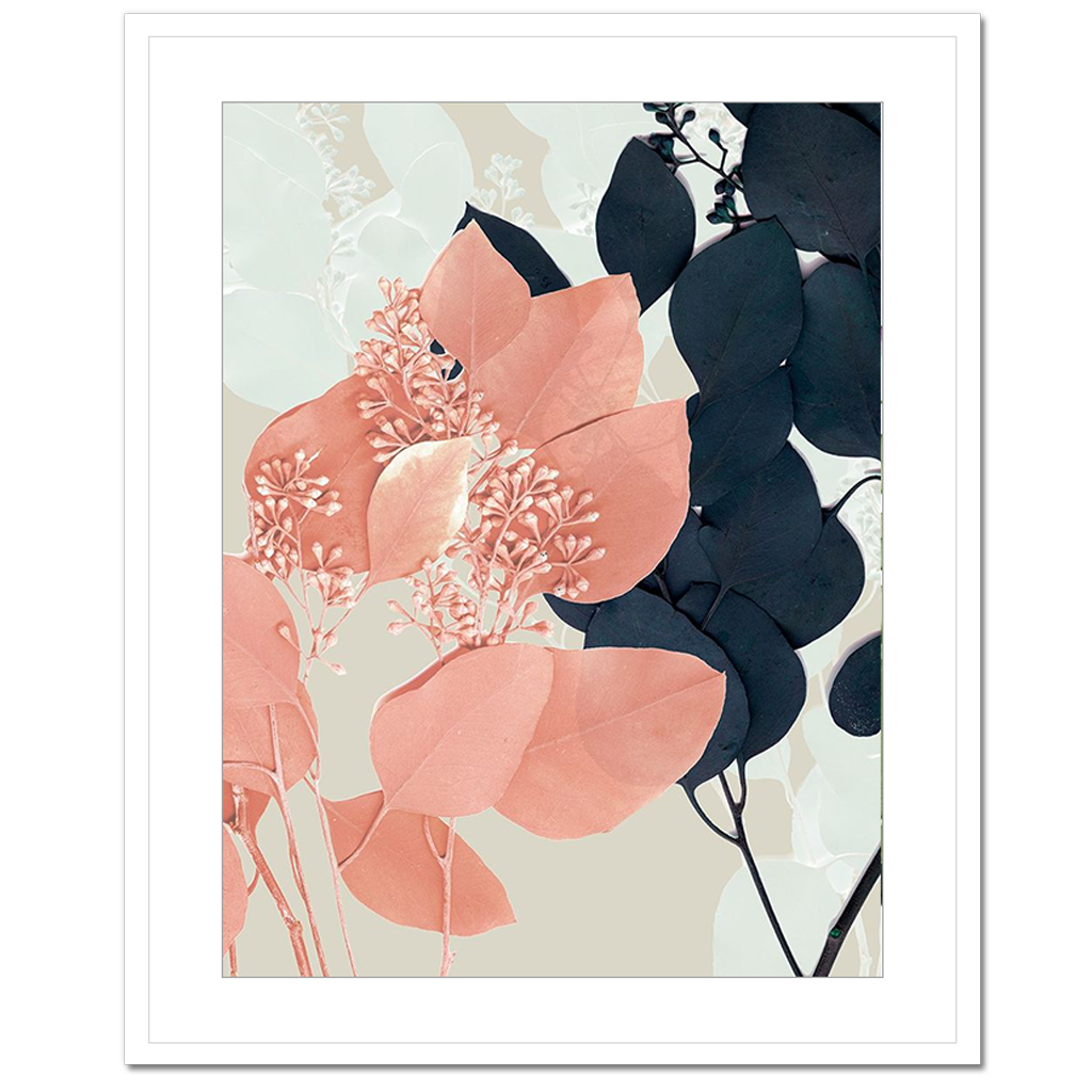 Indigo and Blush Leaves I