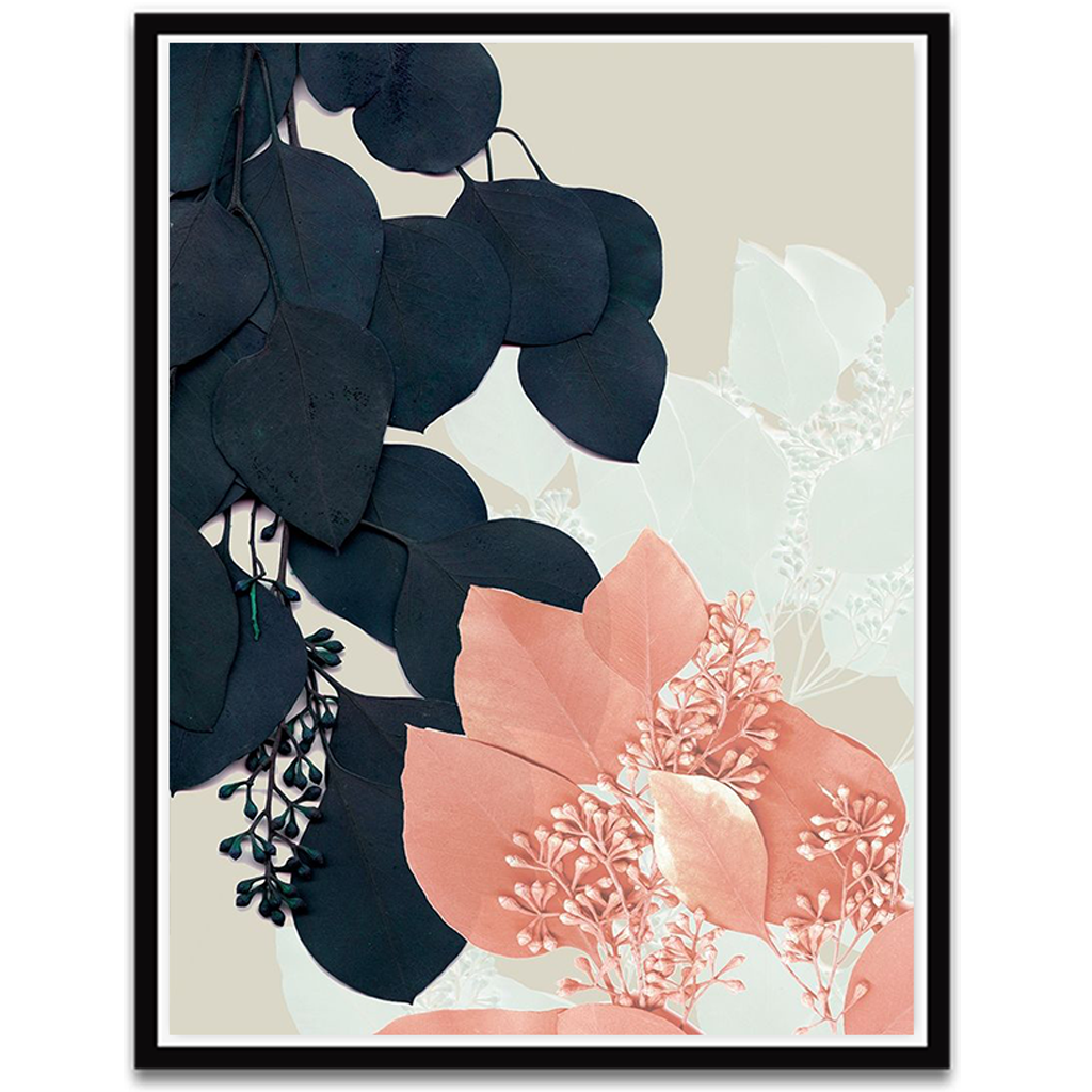 Indigo and Blush Leaves III