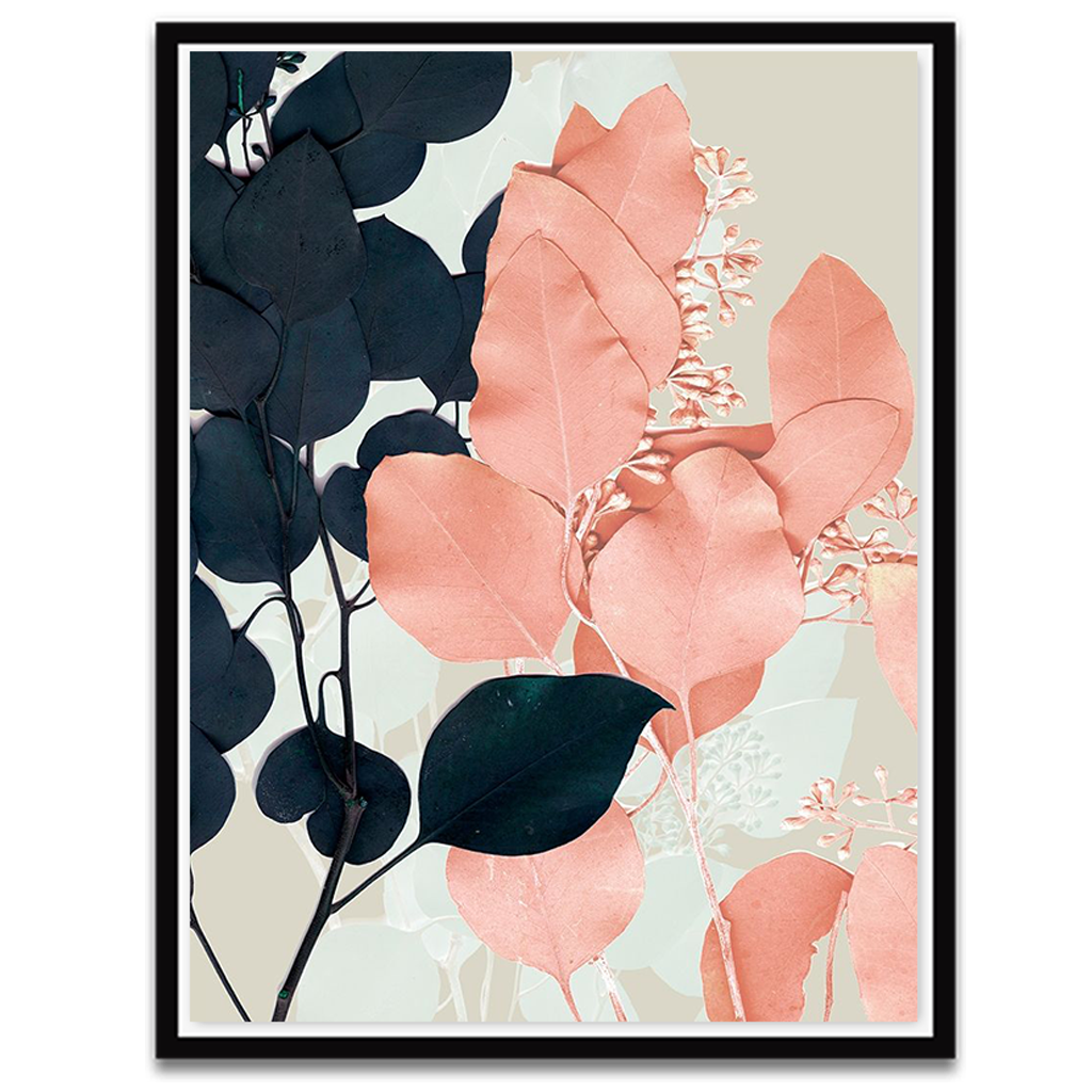 Indigo and Blush Leaves II