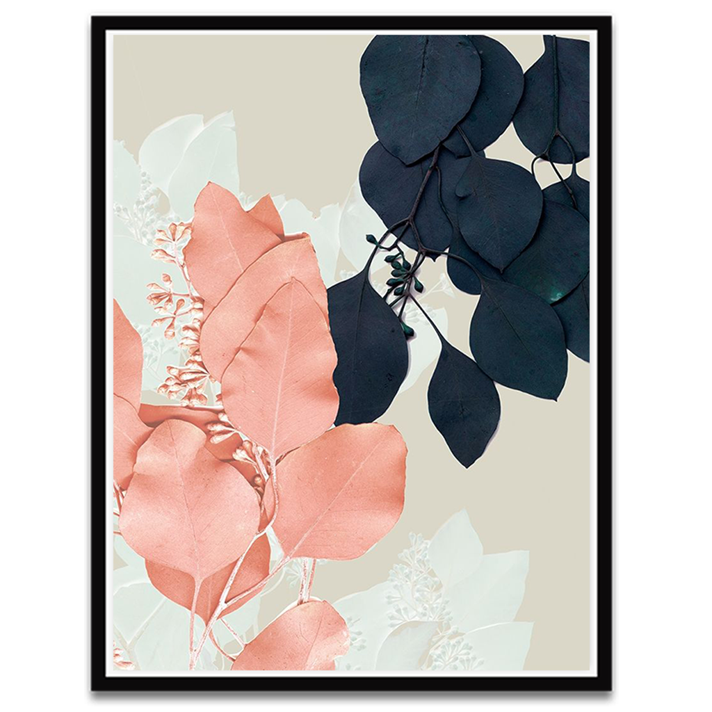 Indigo and Blush Leaves IV