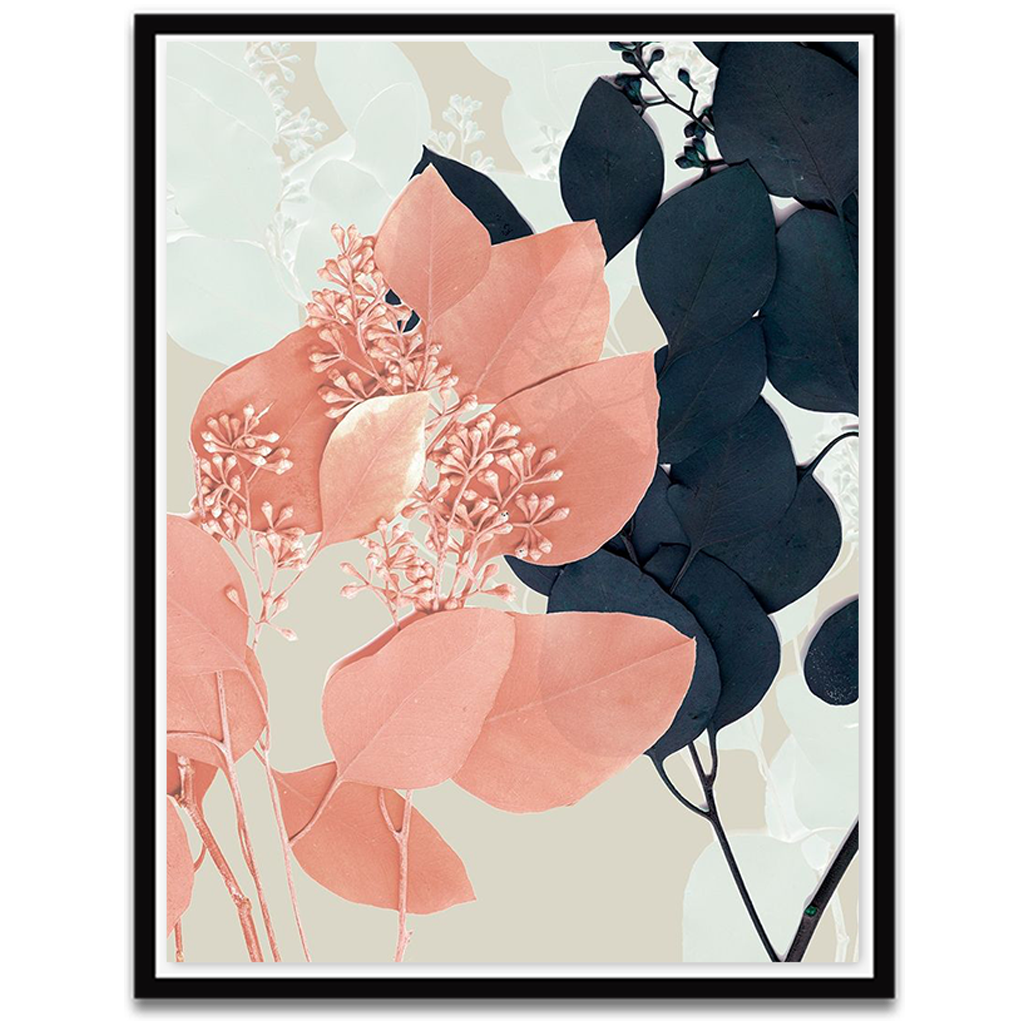 Indigo and Blush Leaves I