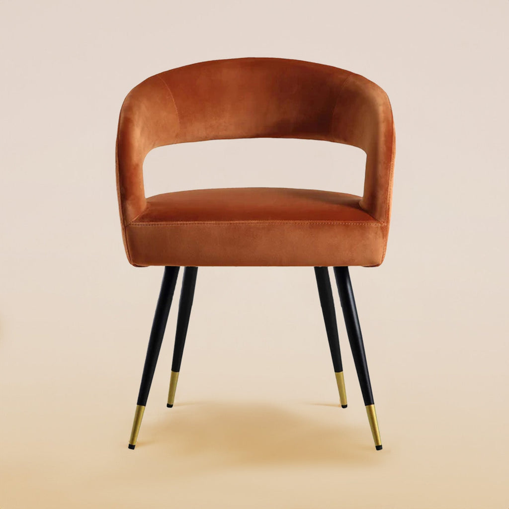 Italian Renaissance Style Chair Velvet Orange