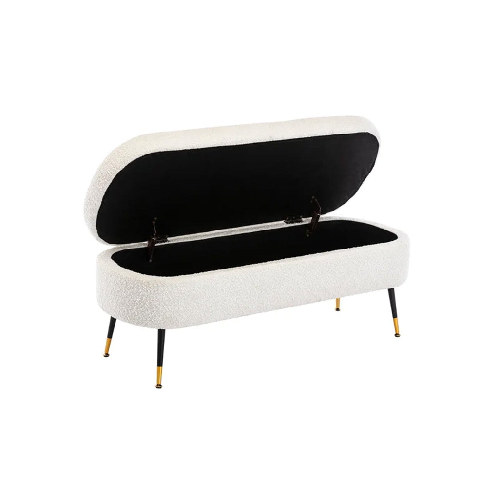 Ivory Escape Ottoman Bench With Storage | Nestroots