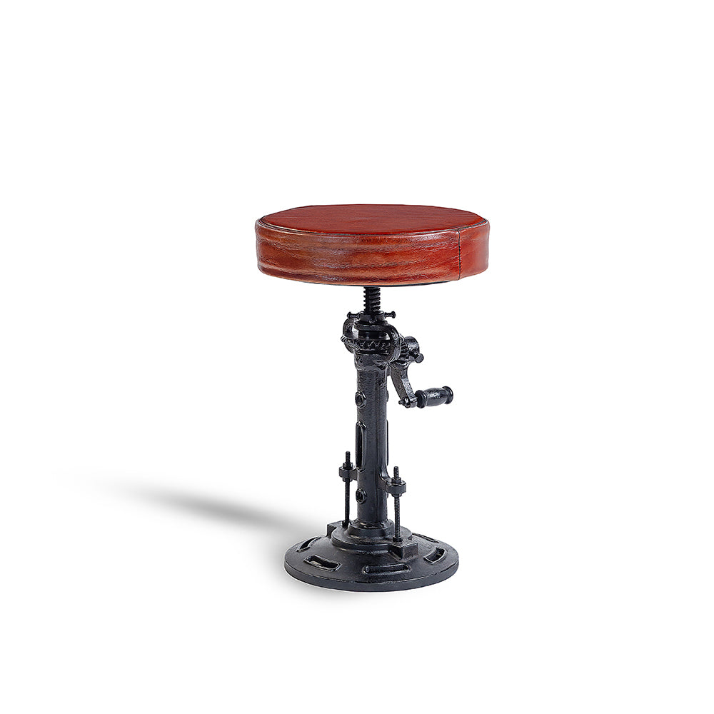 Asturius Leather Stool with Iron