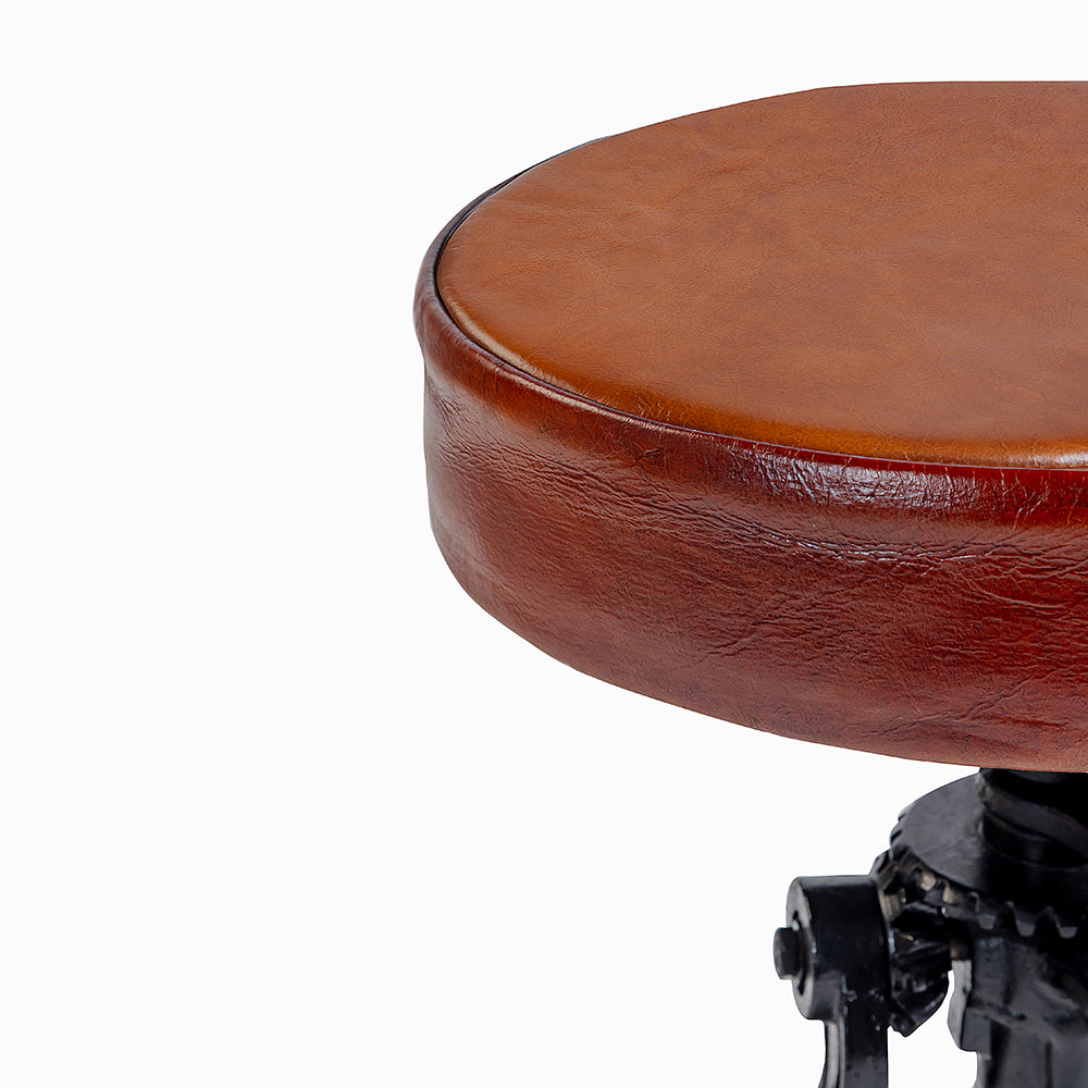 Asturius Leather Stool with Iron