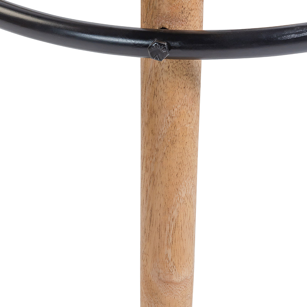 Wooden Carmen Leather Stool with Iron