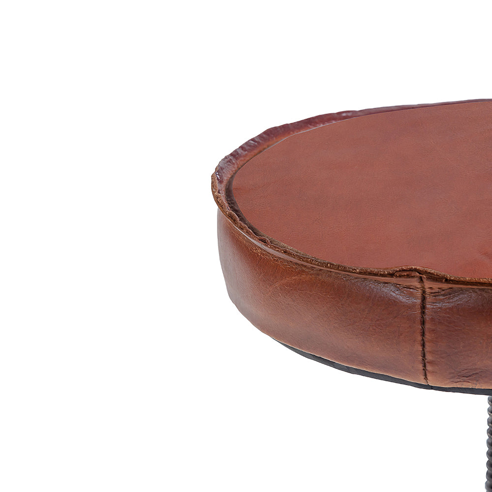 Masque Leather Stool with Iron