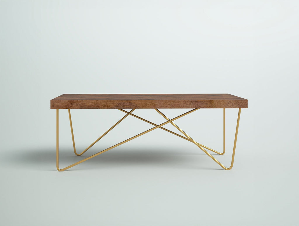 Coffee table, solid mango wood and steel