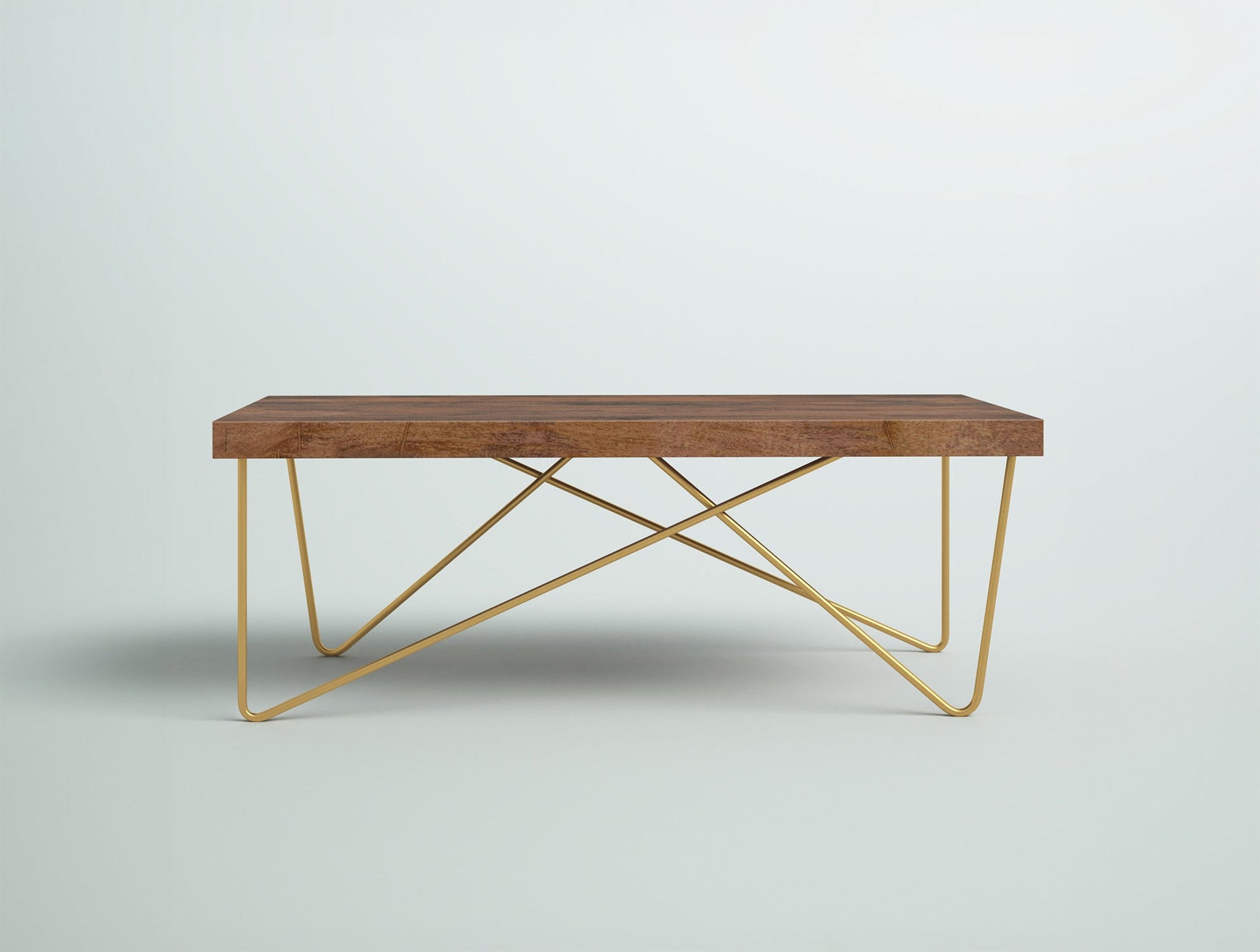 Coffee table, solid mango wood and steel