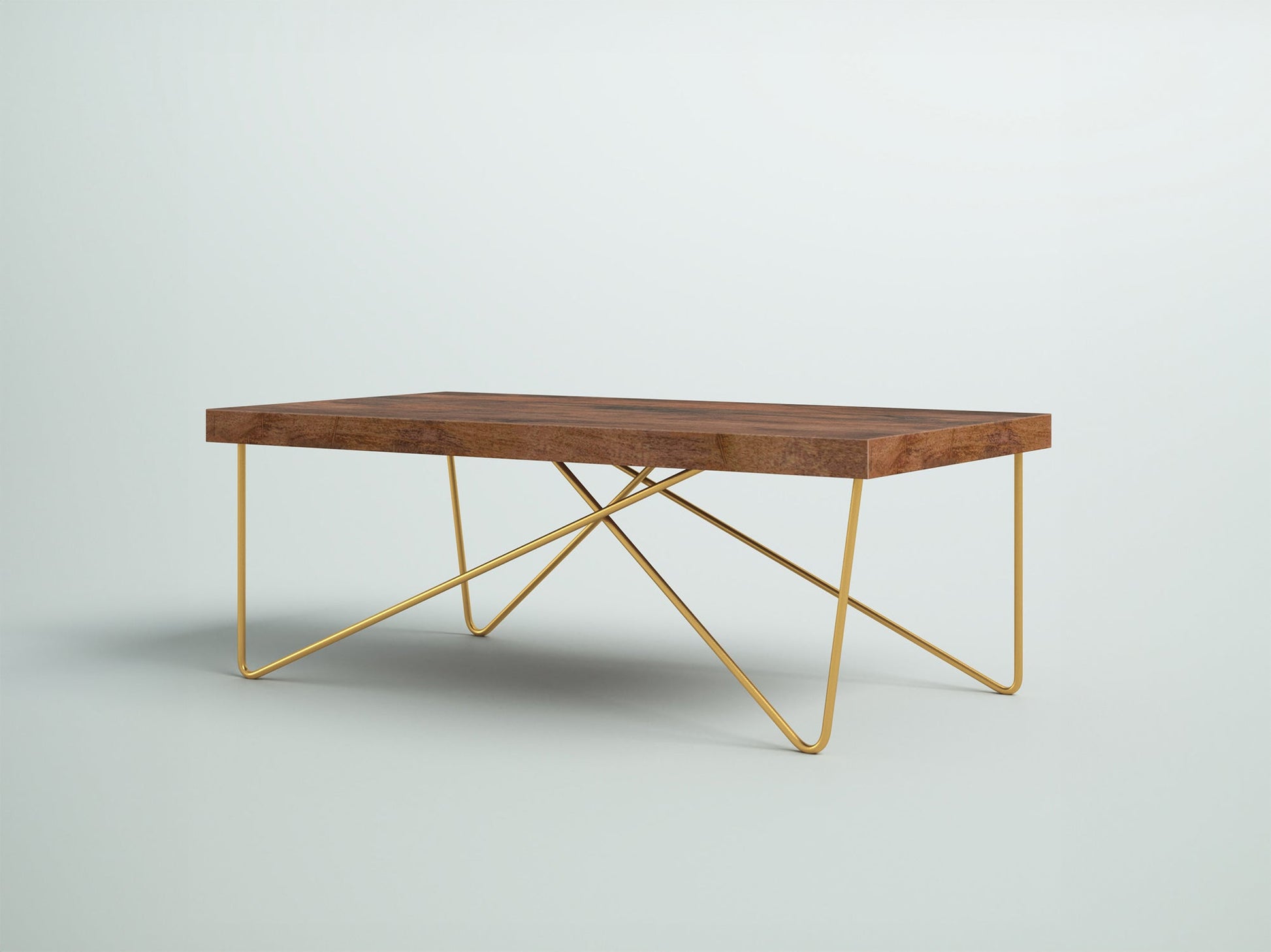 Coffee table, solid mango wood and steel