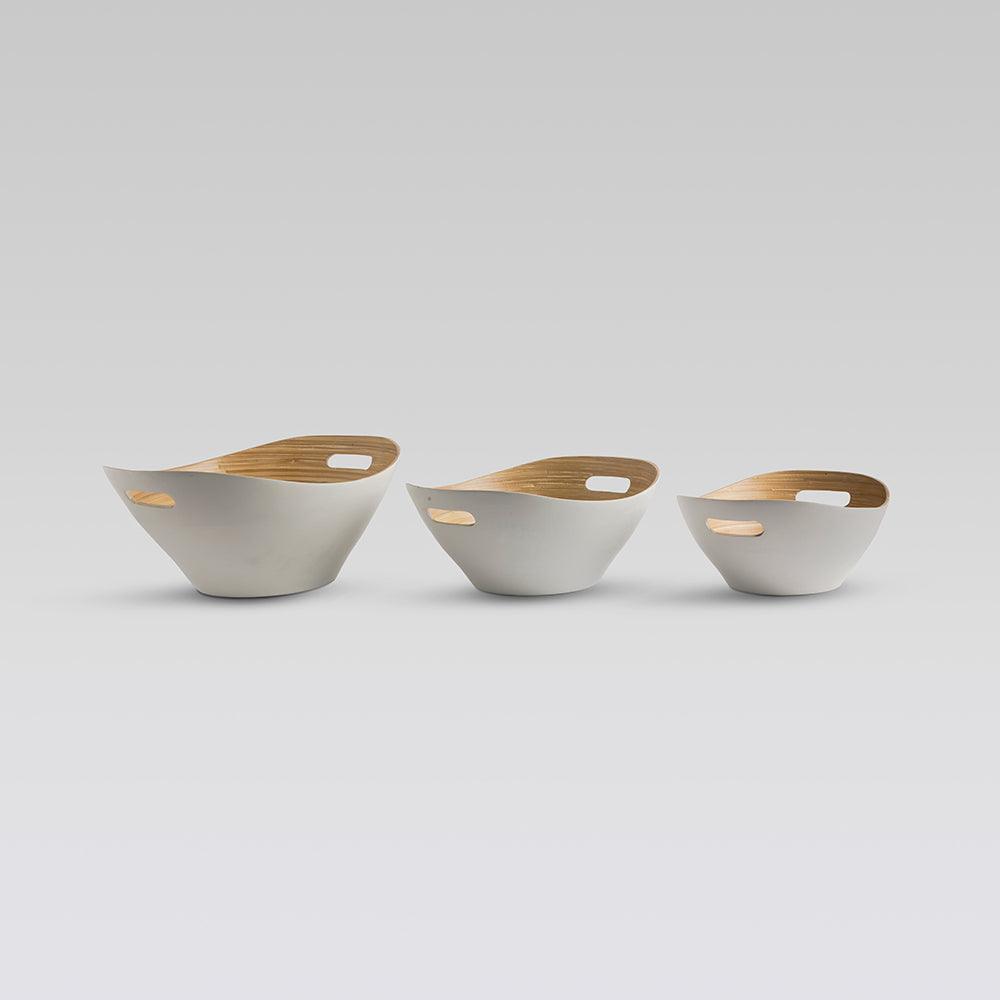 Mahara Bamboo Bowls White set of 3