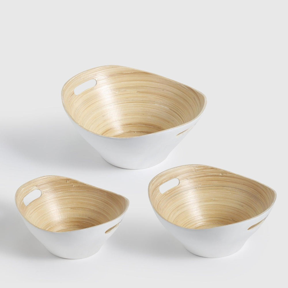 Mahara Bamboo Bowls White set of 3