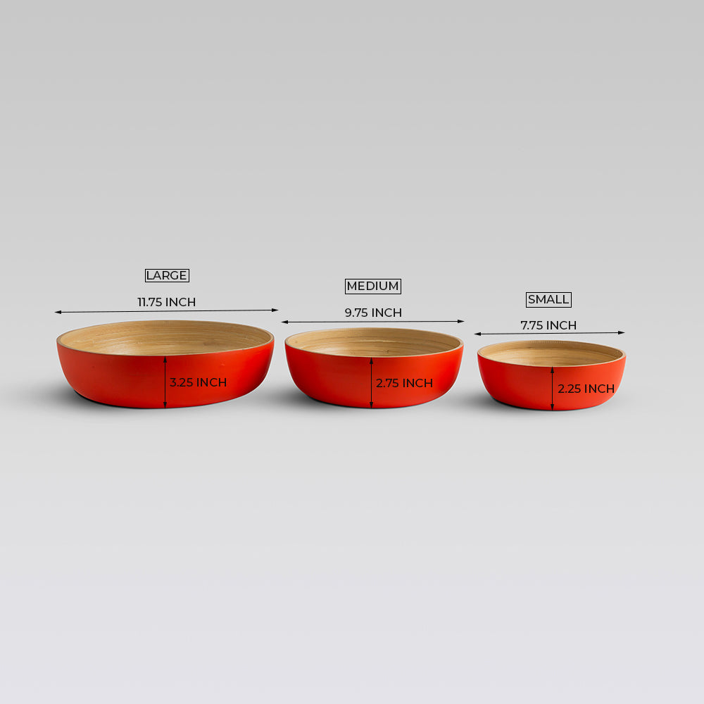 Sahaya Bamboo Bowls Orange set of 3