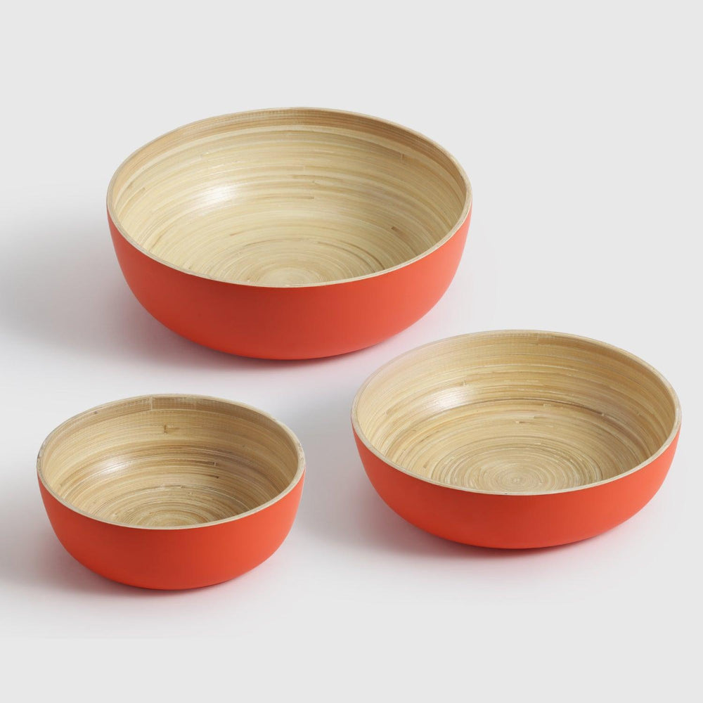 Sahaya Bamboo Bowls Orange set of 3