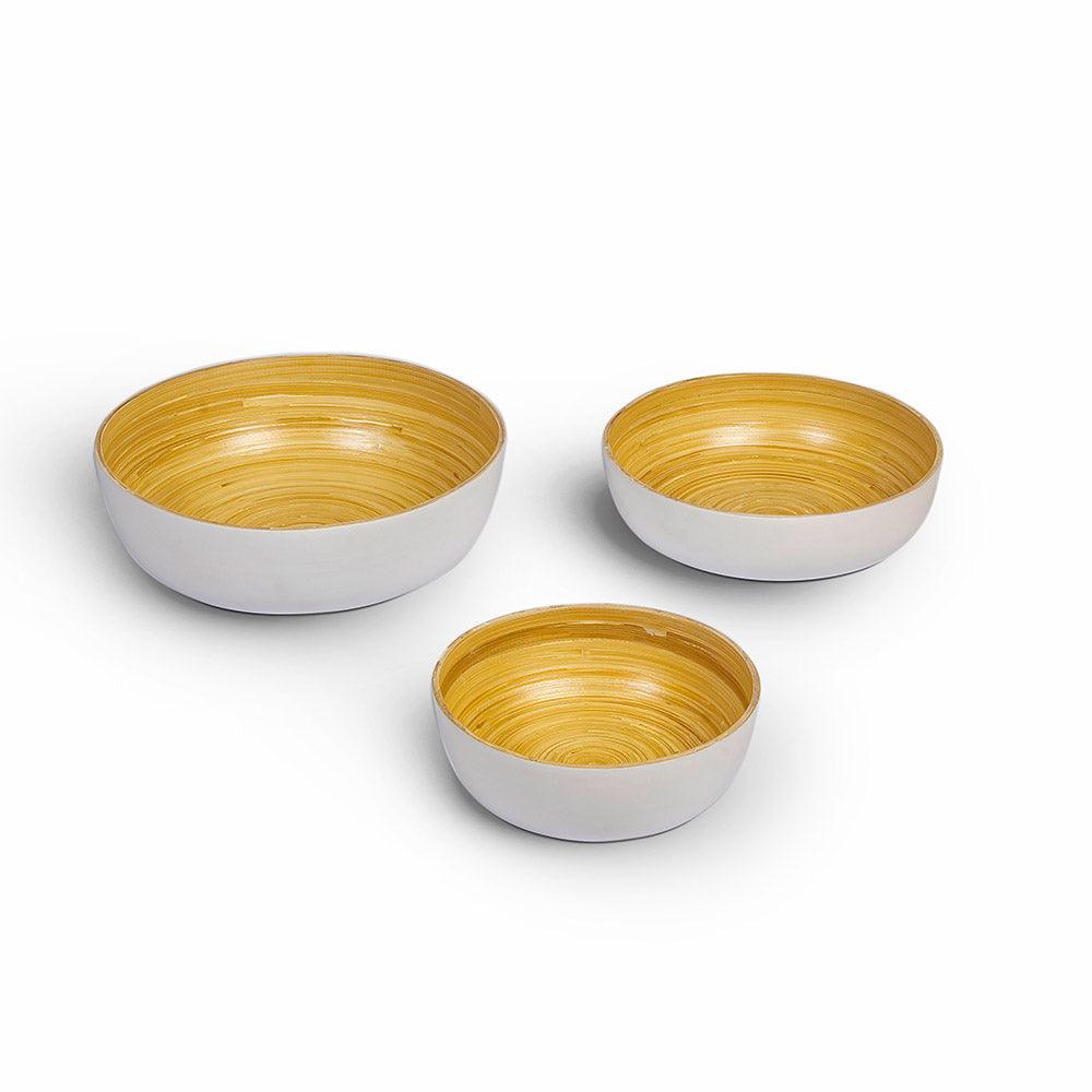 Sahaya Bamboo Bowls White set of 3