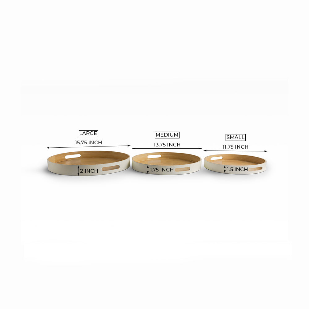 Flo Bamboo Trays Set of 3  White