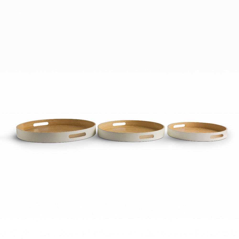 Flo Bamboo Trays Set of 3  White