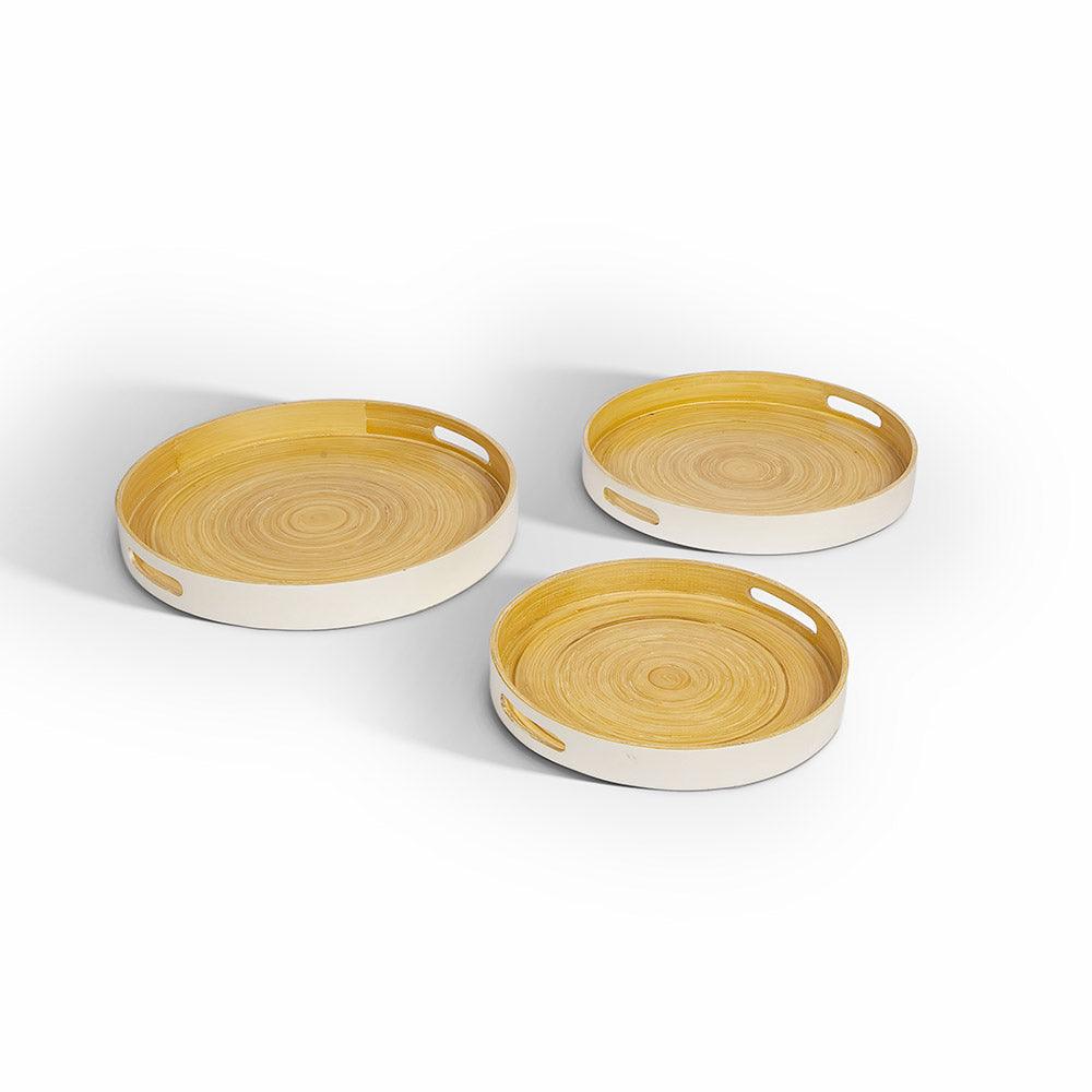 Flo Bamboo Trays Set of 3  White