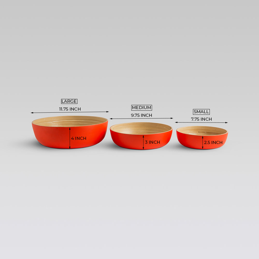 Shekaina Bamboo Bowls Orange set of 3