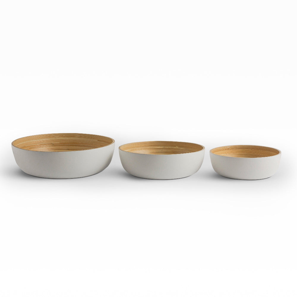 Shekaina Bamboo Bowls White set of 3